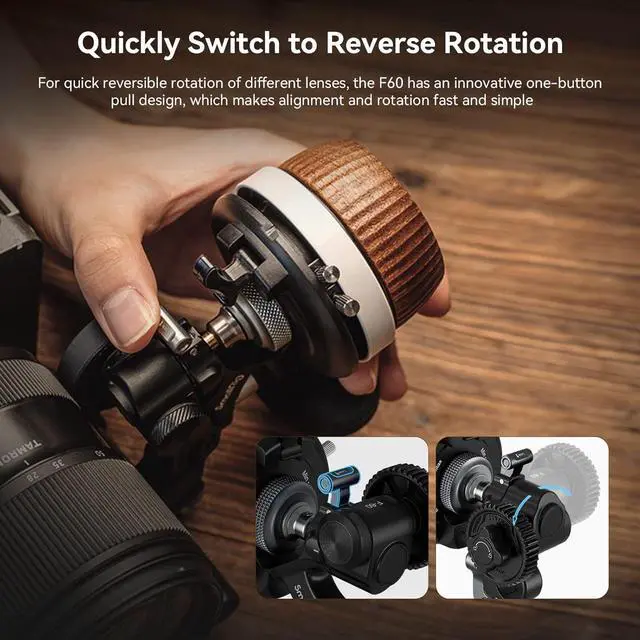 Alt view image 4 of 7 - F60 Follow Focus for DSLR and Mirrorless Camera Lenses, with Non-Damping Design & Forward/Reverse Switch & A/B Stops, Included Lens Gear, Gear Ring, 15mm Rod & Rod Clamp - 3850