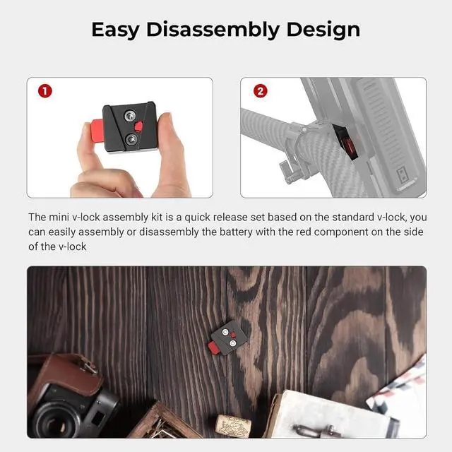 Alt view image 3 of 7 - Battery Plate with V-Lock Mount with Dual 15mm Rod Clamp Kit for Camera Power Supply - 4958