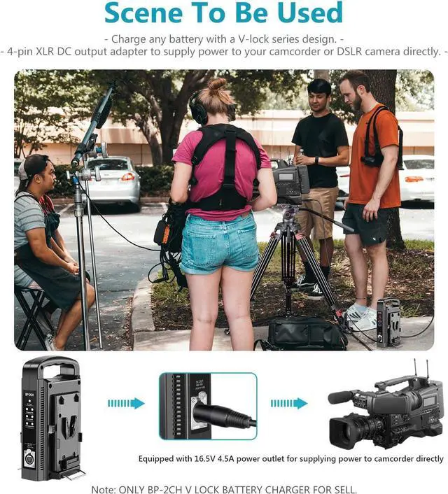 Alt view image 7 of 7 - V-Mount/V Lock Dual Channel Battery Charger with DC 16.5V Power Supply, Compatible with All V-Mount Plates (Battery Not Included)
