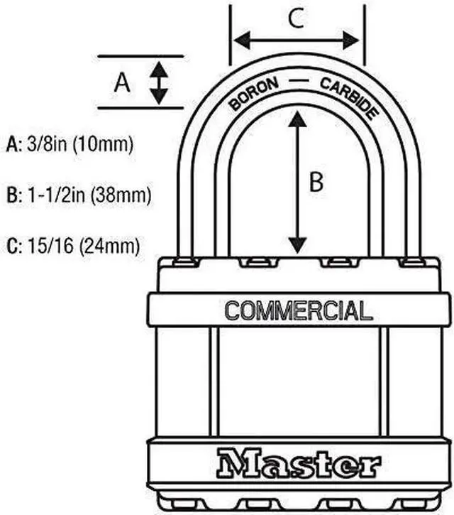Alt view image 3 of 3 - Master Lock Magnum Padlocks - 2" W x 1-1/2"L Shackle, Eight (8) Keyed Alike Locks #M5NKALFSTS-8 w/BumpStop Technology