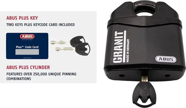Alt view image 4 of 6 - Granit 37/80 Heavy Duty Hardened Steel Padlock - Closed Shackle Lock with 1/2" Shackle - Corrosion Resistant Outdoor Lock - Made in Germany - Keyed Different