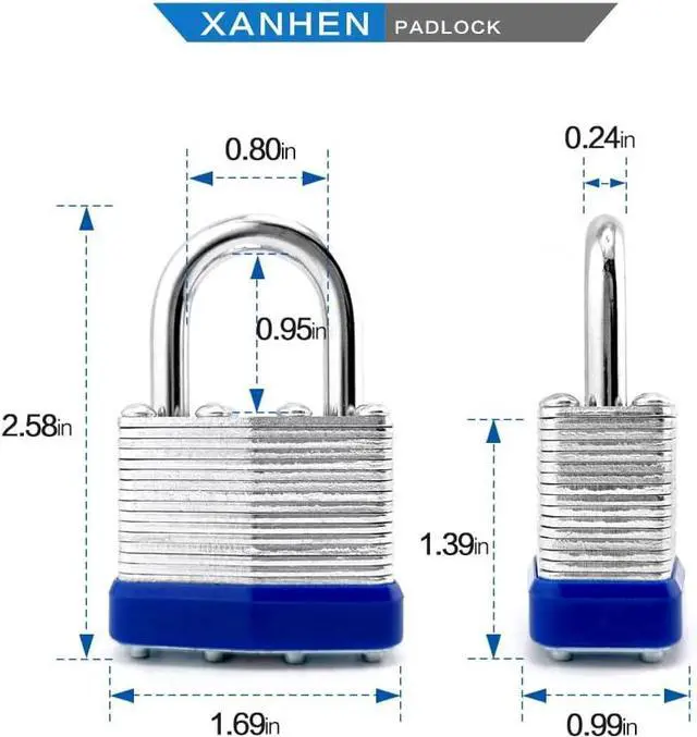 Alt view image 2 of 7 - Lock Outdoor Padlocks, Key Lock, Padlocks with Same Key - Laminated Steel Keyed Padlocks with Normal Shackle, 24 Pack, for Hasp Latch, Sheds, Fences, Storage Locker, School, Gym
