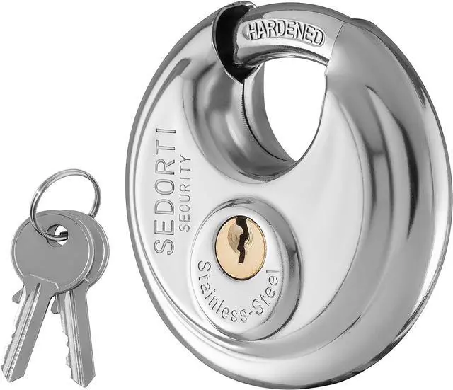 Alt view image 3 of 5 - 10-Pack Discus Padlocks Keyed Alike, 2-3/4 inch Wide, Stainless Steel 304 Round Lock, Waterproof and Rustproof Storage Lock with Brass Keys, Ideal for Storage Unit Gate, Outdoor, Shed, Fence