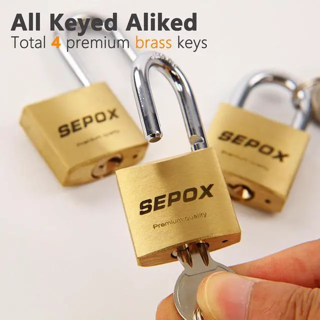 Alt view image 6 of 7 - 16 Pcs 40mm Heavy-Duty Solid Brass Padlocks with Same Keys 24 Pcs, Weather Proof Body 40mm 1-9/16", Anti-Rust & Anti-Cut Shackle, Outdoor Lock Keyed Alike for Gates, Shed, Fence, Gym Locker
