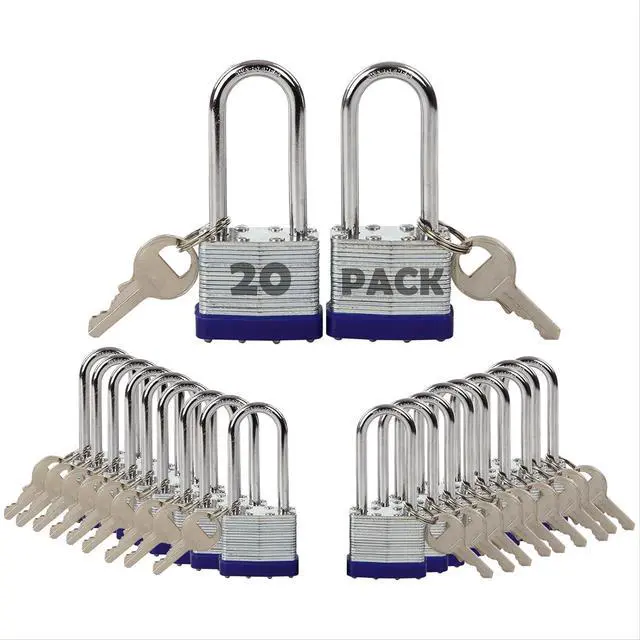 Main image of 20-Pcs Pack Keyed-Alike Lock Set | Sturdy Hardened Steel | Long Shank Secure | 1-9/16" 40MM Heavy-Duty Body | Same Keys 2 Pcs Each | Superb for Lockers, Tools Box, Fence