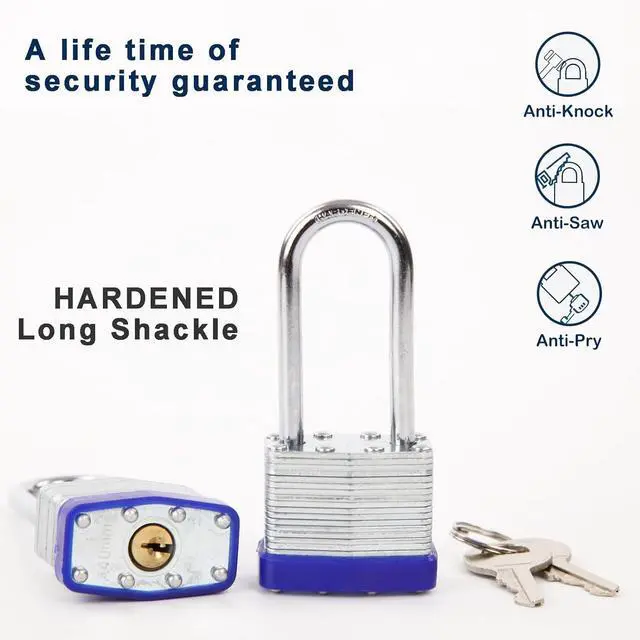 Alt view image 3 of 7 - 20-Pcs Pack Keyed-Alike Lock Set | Sturdy Hardened Steel | Long Shank Secure | 1-9/16" 40MM Heavy-Duty Body | Same Keys 2 Pcs Each | Superb for Lockers, Tools Box, Fence