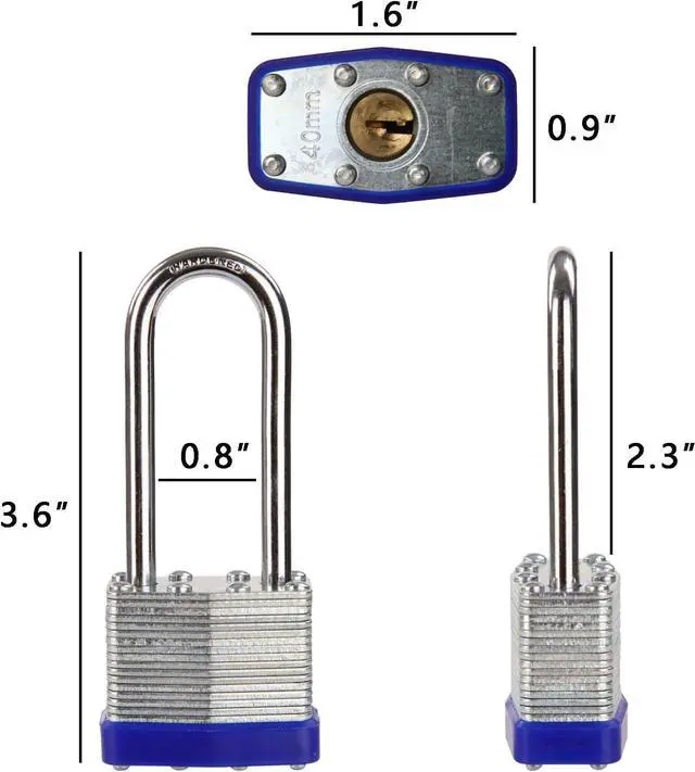 Alt view image 5 of 7 - 20-Pcs Pack Keyed-Alike Lock Set | Sturdy Hardened Steel | Long Shank Secure | 1-9/16" 40MM Heavy-Duty Body | Same Keys 2 Pcs Each | Superb for Lockers, Tools Box, Fence