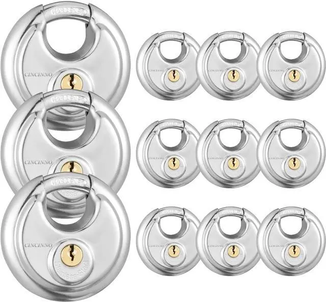 Main image of 304 Stainless Steel Discus Padlock, Keyed Alike Disc Lock for Storage Unit, Garage and Trailer,12 Pack