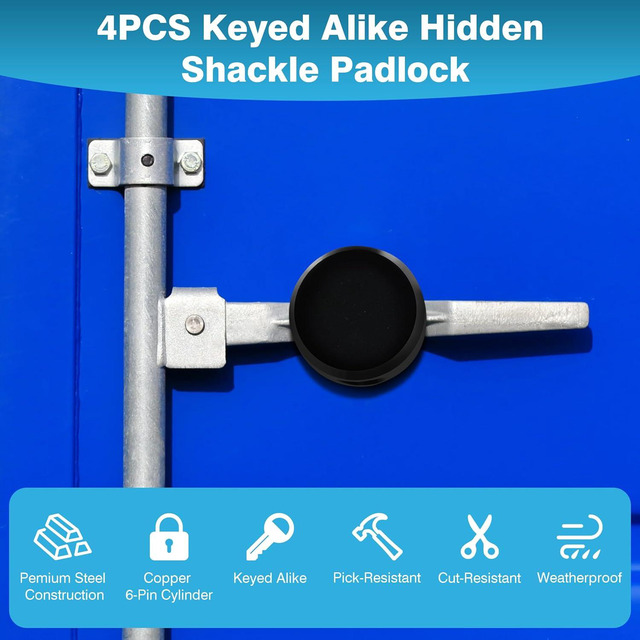 NU-SET Hidden Shackle Lock Puck Trailer Padlock – Keyed Alike – Pack Of 3