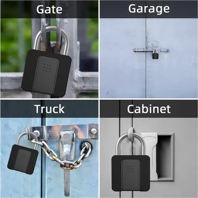 Alt view image 3 of 7 - Heavy Keyed Padlock with Silicone Cover, Phone App/Fingerprint/Key Backup, Waterproof Outdoor Gate Padlock, Group Management, Anti-Bump Padlock for Truck, Gates, School, Office