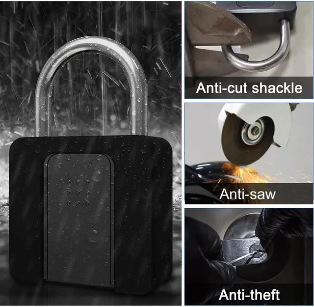 Alt view image 4 of 7 - Heavy Keyed Padlock with Silicone Cover, Phone App/Fingerprint/Key Backup, Waterproof Outdoor Gate Padlock, Group Management, Anti-Bump Padlock for Truck, Gates, School, Office