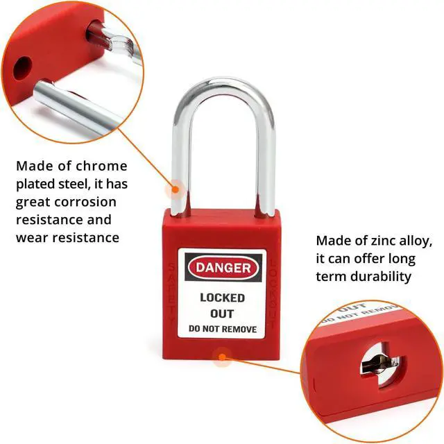 Alt view image 2 of 7 - Red Lockout Tagout Safety Padlock, 20 Padlocks with 40 Keys, Keyed Different