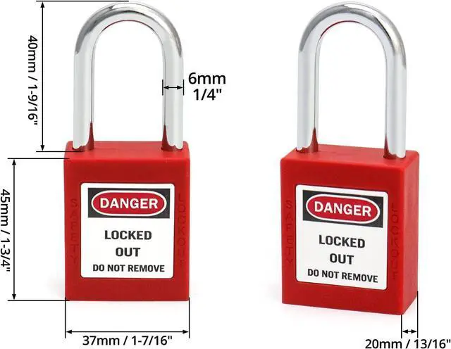 Alt view image 6 of 7 - Red Lockout Tagout Safety Padlock, 20 Padlocks with 40 Keys, Keyed Different