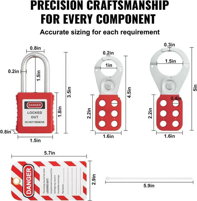 Alt view image 4 of 7 - Electrical Lockout Tagout Kit, 59 PCS Safety Lockout Tagout Station with Padlocks, Hasps, Tags, Ties, Plug Lockout, Circuit Breaker Lockouts, Valve Lockouts, Cable Lockout, Lockout Bag, Box
