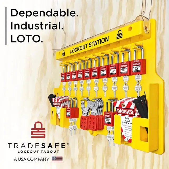 Alt view image 6 of 7 - Lockout Tagout Station with Loto Devices - 14 Pack Safety Lock Set, 6 Hasps, 40 Do Not Operate Tags, Lock Out Tag Out Kit Board, Lockout Safety Supply for OSHA Compliance