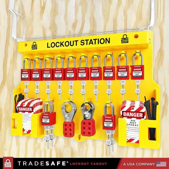 Alt view image 7 of 7 - Lockout Tagout Station with Loto Devices - 14 Pack Safety Lock Set, 6 Hasps, 40 Do Not Operate Tags, Lock Out Tag Out Kit Board, Lockout Safety Supply for OSHA Compliance