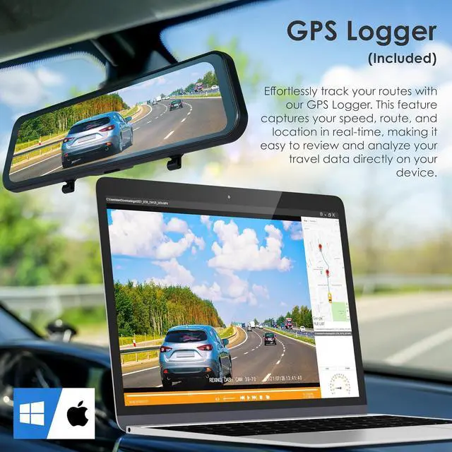 Alt view image 5 of 7 - U24 Mirror Dash Cam, 4-Channel, 12 Touchscreen, 1080p, 170° Wide Angle, Stream Media, Auto-Backup Camera for Car, Truck, Taxi, Night Vision, Parking MonitorFree 128GB Card
