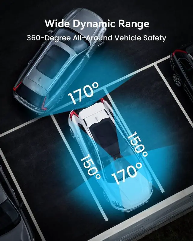Alt view image 7 of 7 - N5 4 Channel Dash Cam 360° View, 1080P Front and Rear Inside, Left Right Dash Camera for Cars, 8 IR Lamps Night Vision, 5G WiFi & APP Control, G-Sensor, Parking Mode, with a Free 128GB SD Card