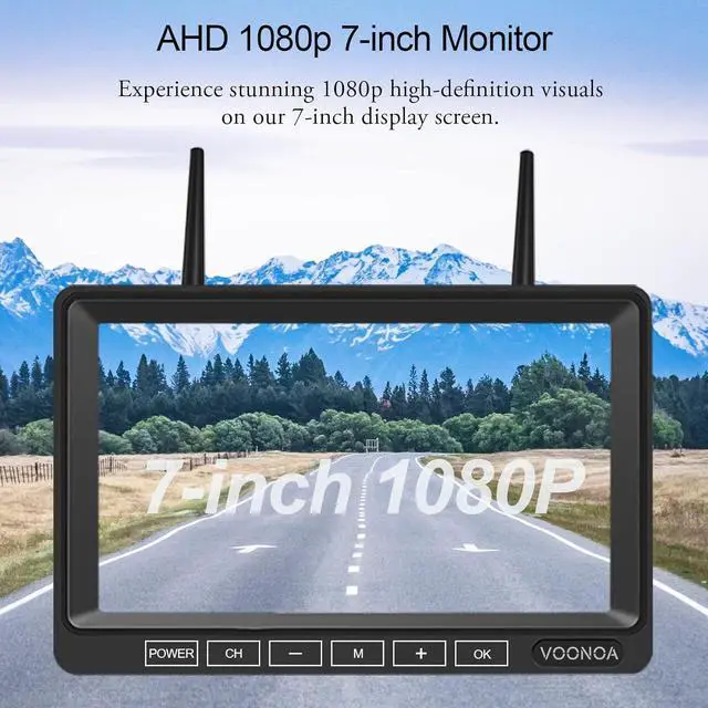 Alt view image 2 of 7 - 1080P Wireless RV Camera System, IP69 Waterproof Night Vision Backup Camera Side Rear View Camera with 7 Inch HD Monitor for RV Truck Trailer Camper