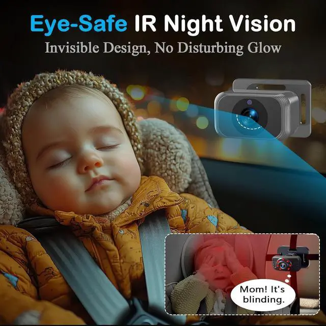 Alt view image 4 of 7 - Dual Baby Car Camera for 2 Kids  6.9 Split-Screen HD Display, Infrared Night Vision, Easy Installation, Backseat Camera for Infant & Toddler Safety, Compatible with All Car Models