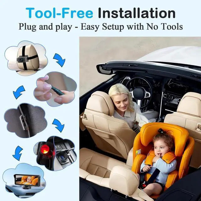 Alt view image 5 of 7 - Dual Baby Car Camera for 2 Kids  6.9 Split-Screen HD Display, Infrared Night Vision, Easy Installation, Backseat Camera for Infant & Toddler Safety, Compatible with All Car Models