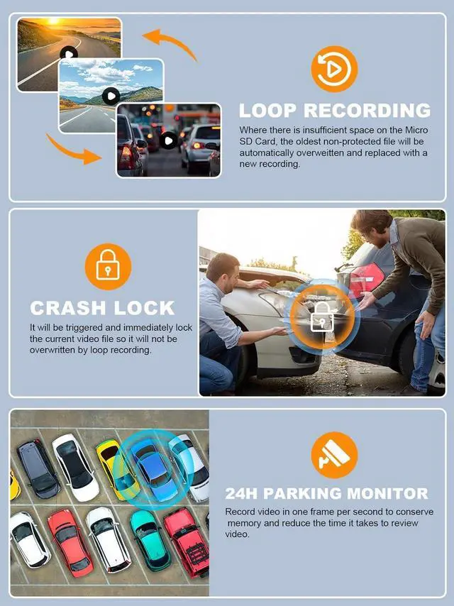 Alt view image 6 of 7 - 360 Degree View 4 Channel Dash Cam Front and Rear Inside Left Right, Dash Camera for Cars with CPL, Built-in GPS WiFi Night Vision, 24/7 Recording Parking Mode Monitor, Free 128G Card