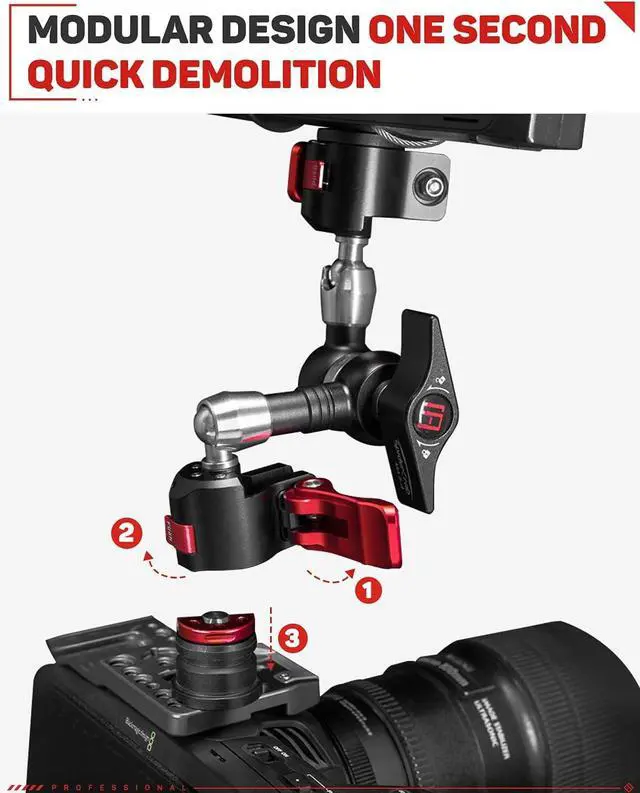 Alt view image 6 of 7 - 11'' Magic Arm, Adjustable Spider Crab Magic Arm with Shoe Mount and 1/4'' & 3/8" Tripod Screw for DSLR Camera Rig/Camcorder/LCD Monitor Video Vlog Rig w/Smartphone etc - MA5-6