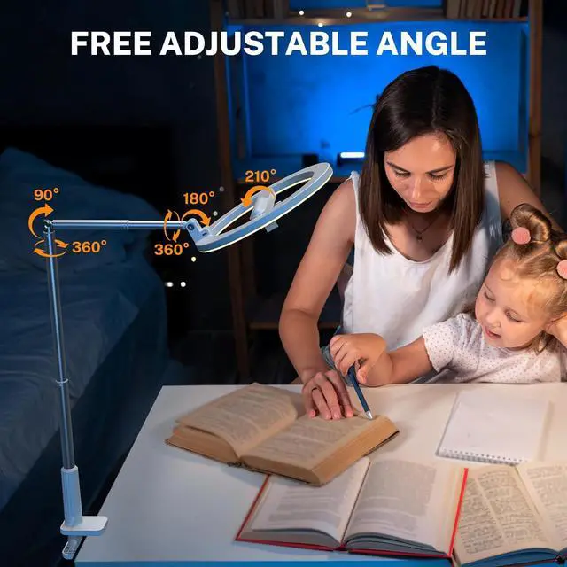 Alt view image 2 of 7 - 10'' Magic Arm Ring Light with Desk Clamp & Built-in Battery, Overhead Phone Mount Fill Light and Phone Holder Circle Desktop Articulating Arm for Video Recording, Zoom Meeting, Tiktok, YouTube Vlog