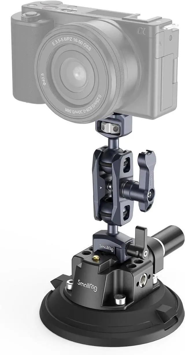 Main image of 4" Camera Suction Mount with Ball Head Magic Arm, Car Mount for Lightweight Camera/Action Camera/Phone, Air Pump Vacuum Suction Cup, Max Load 3kg/6.6 Pound - 4236