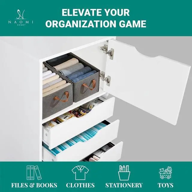 Alt view image 3 of 7 - Home Carly 6-Drawer Office Storage File Cabinet on Wheels, Mobile Under Desk Filing Drawer Unit, Craft Storage Organization for Home, Office  White