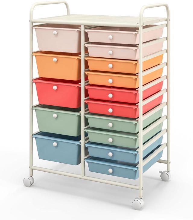 Main image of 15-Drawer Storage Cart, 15 Drawer Trolley, Rolling Organizer Cart, Scrapbook Paper Organizer, Suitable for Office and School, Rolling Office Storage Tools