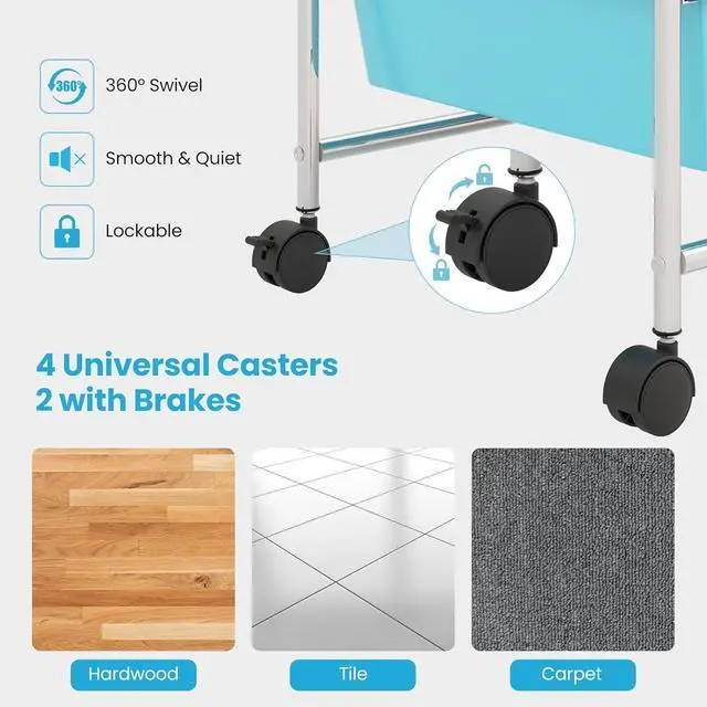 Alt view image 5 of 7 - 15-Drawer Organizer Cart Office School Storage Cart Rolling Drawer Cart for Tools, Scrapbook, Paper (Multicolor)