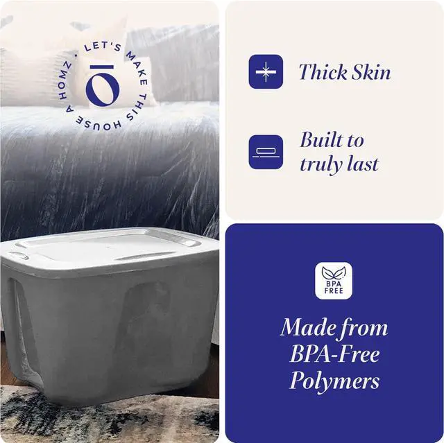 Alt view image 3 of 7 - Multipurpose 18 Gallon Stackable Plastic Storage Container Tote Bin with Secure Snap-On Lid for Home and Office Organization, Grey (8 Pack)