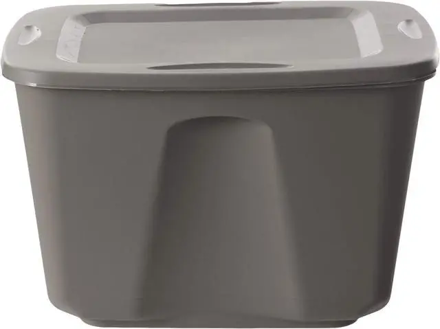 Alt view image 4 of 7 - Multipurpose 18 Gallon Stackable Plastic Storage Container Tote Bin with Secure Snap-On Lid for Home and Office Organization, Grey (8 Pack)