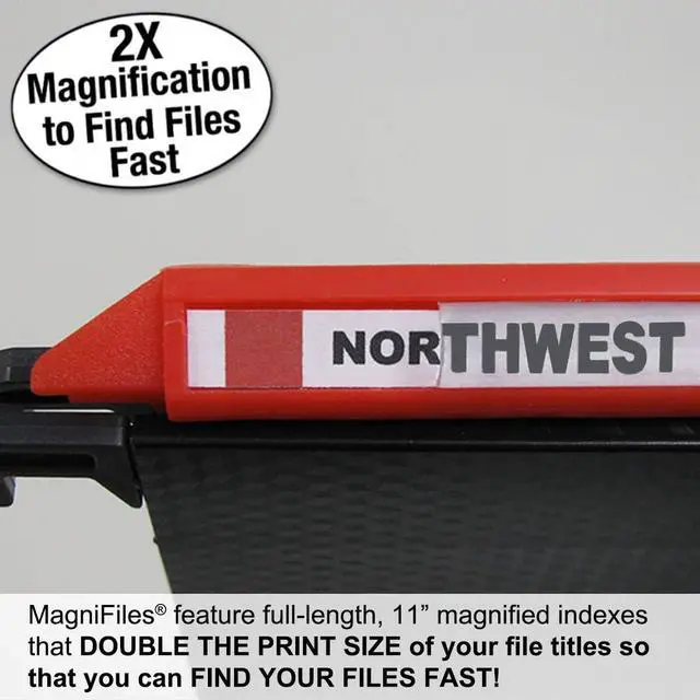 Alt view image 3 of 6 - Office MagniFile Hanging File Folders V Base Letter Size with 11 inch Magnified Indexes That Double The Size of Your File Titles to Find Files Fast. (Set of 20 Assorted)