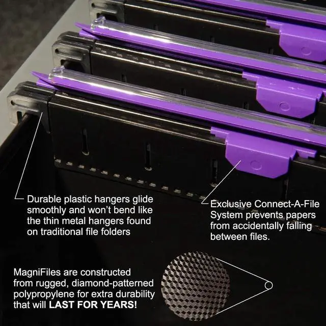 Alt view image 4 of 6 - Office MagniFile Hanging File Folders V Base Letter Size with 11 inch Magnified Indexes That Double The Size of Your File Titles to Find Files Fast. (Set of 20 Assorted)