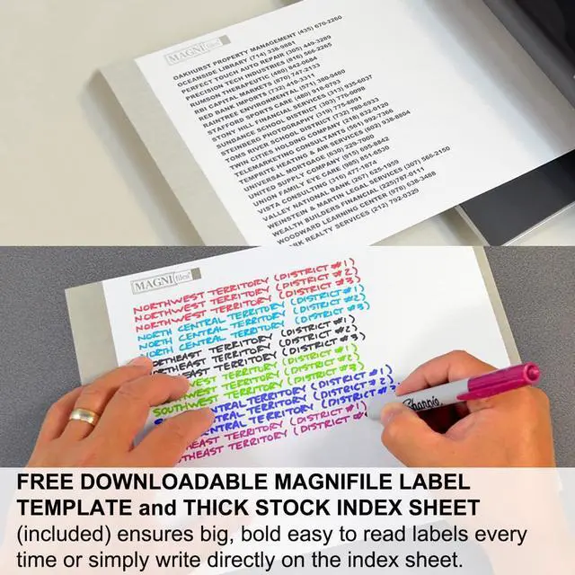 Alt view image 6 of 6 - Office MagniFile Hanging File Folders V Base Letter Size with 11 inch Magnified Indexes That Double The Size of Your File Titles to Find Files Fast. (Set of 20 Assorted)