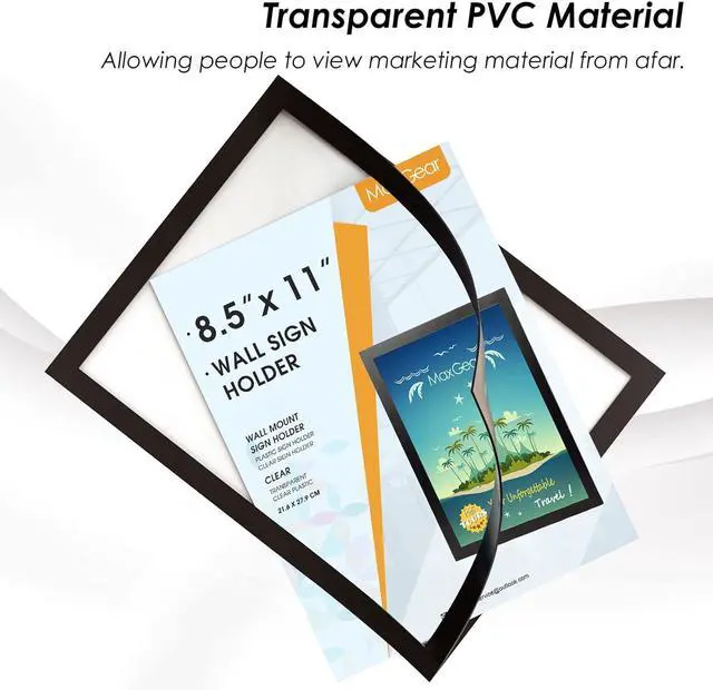 Alt view image 4 of 7 - Wall Mount Sign Holder 8.5 x 11, Self Adhesive Magnetic Display Picture Frames with Strong Magentic Border and Clear PVC, Document Poster Paper Wall Sign Holder for Home Office Store, 24 Pack