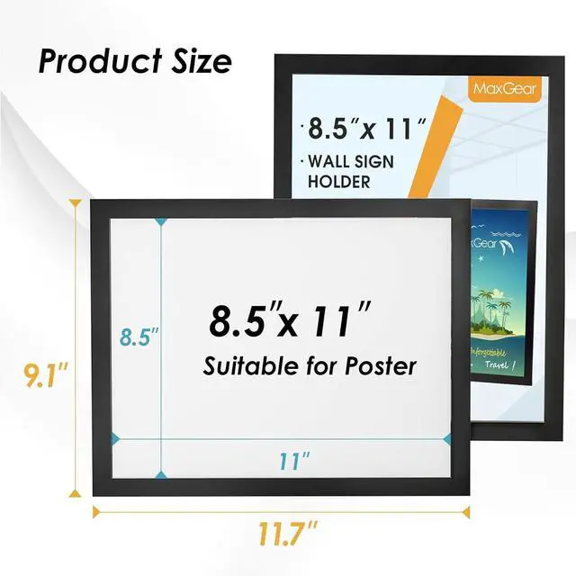 Alt view image 7 of 7 - Wall Mount Sign Holder 8.5 x 11, Self Adhesive Magnetic Display Picture Frames with Strong Magentic Border and Clear PVC, Document Poster Paper Wall Sign Holder for Home Office Store, 24 Pack
