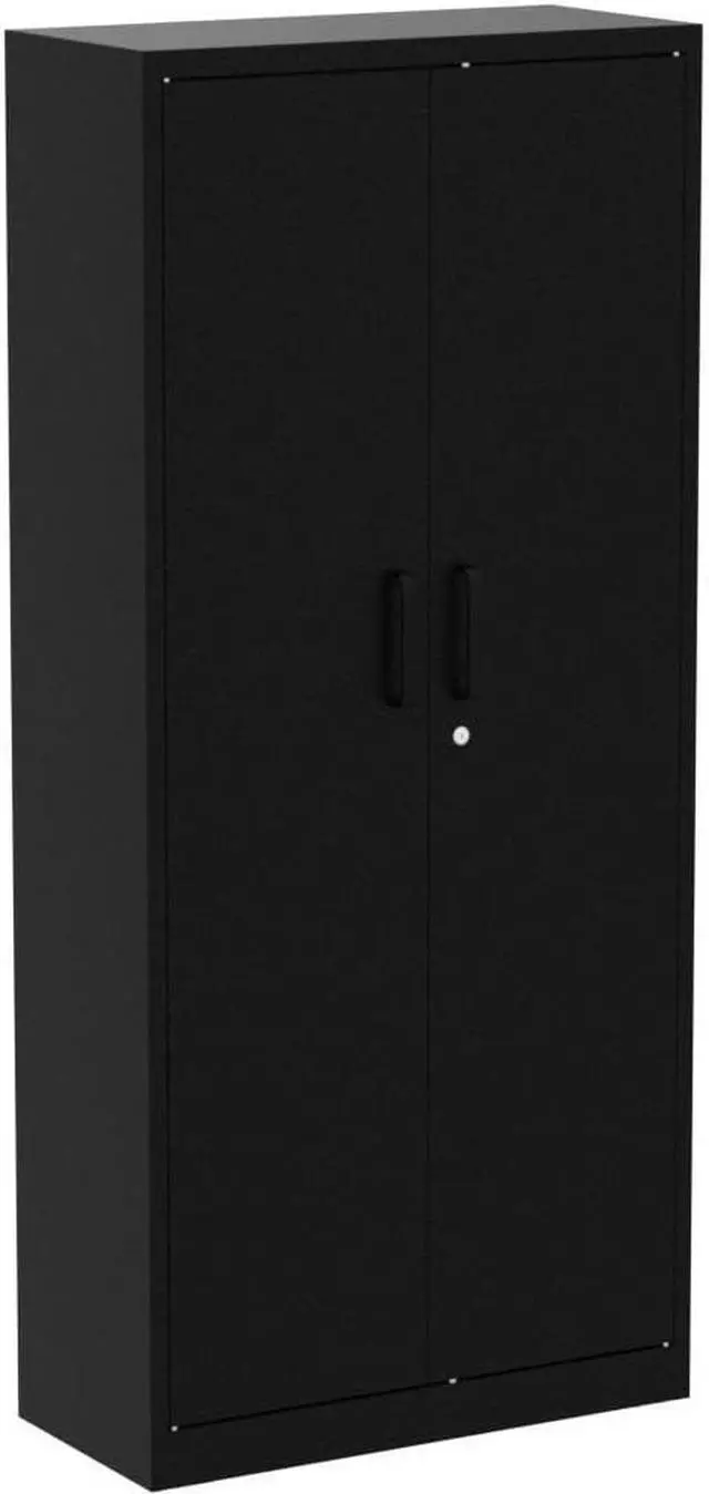 Alt view image 5 of 7 - Metal Garage Storage Cabinet with 2 Doors and 5 Adjustable Shelves - 71" Steel Lockable File Cabinet,Locking Tool Cabinets for Office,Home,Garage,Gym,School (Black)