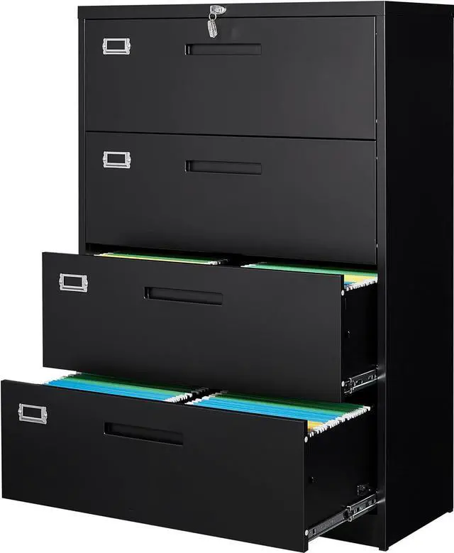 Main image of Lateral File Cabinet with Lock, 4 Drawer Large Metal Filing Cabinet,Home Office Lockable Storage Cabinet for Hanging Files Letter/Legal/F4/A4 Size-Assembly Required