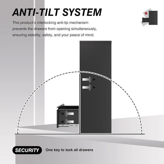 Alt view image 5 of 7 - 4 Drawer File Cabinet with Lock, Metal Filing Cabinets, Vertical Small Filing Cabinet Steel Lockable Storage Cabinets for Home Office to Organization Hanging Letter/Legal/F4/A4