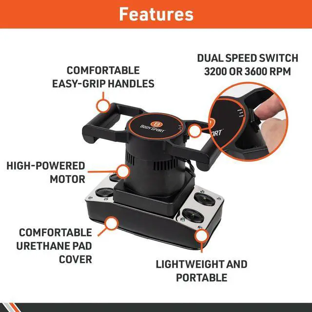 Alt view image 3 of 7 - Body Sport Therapeutic Dual Speed Professional Vibrating Massager for Pain & Aching Muscle Relief  High-Powered, Effective, Chiropractic Myofascial Release Tool