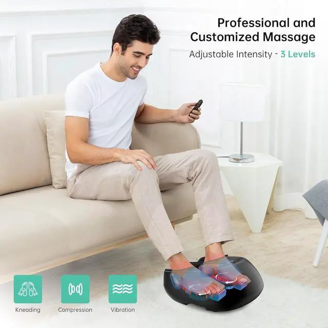 Alt view image 2 of 7 - Foot Massager with Heat, FSA/HSA Eligible, Remote Control, Shiatsu Heated Foot Massager Machine with Deep Kneading, Rolling, Compression, Vibration, Size 13