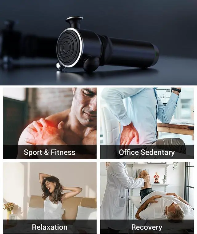 Alt view image 2 of 7 - R1 Deep Tissue Vibrating Muscle Massager - Therapy Back Massager for All Body Relief - Muscle Pain Relief and Fascial Binding - Trigger Point Therapy Massage Tool - Gifts for him