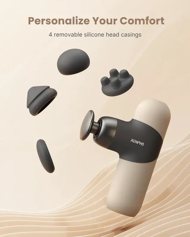Alt view image 7 of 7 - Mini Thermal Massage Gun with Heat, FSA HSA Eligible Portable Deep Tissue Percussion Massager, Color Silicone Sleeves Travel Size with Carry Case, Grey