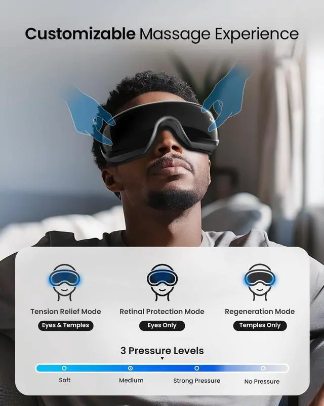 Alt view image 4 of 7 - Eye Massager with Heat and Cooling for Migraines, Birthday Gifts for Women/Men, FSA HSA Eligible, Eyeris 3 Voice Control Eye Mask with DIY Massage Setting, Eye Care for Relax