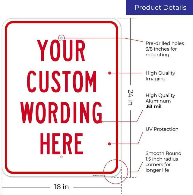 Alt view image 3 of 7 - Sigo Signs, Custom Sign, Personalized Metal Signs, Customize for Office, Business, Workplace, Office, Home, Airbnb, Delivery Signs, 18x24 Inches Yellow, Rust Free .063 Aluminum, Made in USA