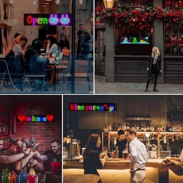 Alt view image 3 of 6 - LED Sign for Business,Flexible Digital Sign,Scrolling LED Sign,Bluetooth APP,DIY Design Animations,Text, Graffiti,Colour (23''x5'')