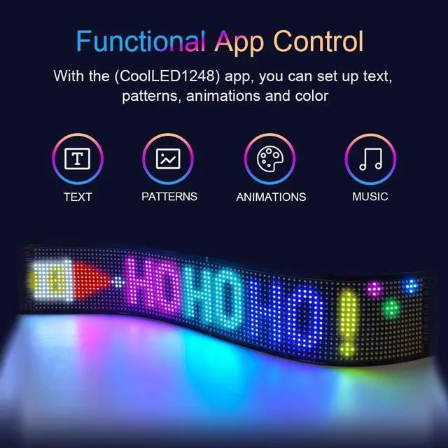 Alt view image 5 of 6 - LED Sign for Business,Flexible Digital Sign,Scrolling LED Sign,Bluetooth APP,DIY Design Animations,Text, Graffiti,Colour (23''x5'')